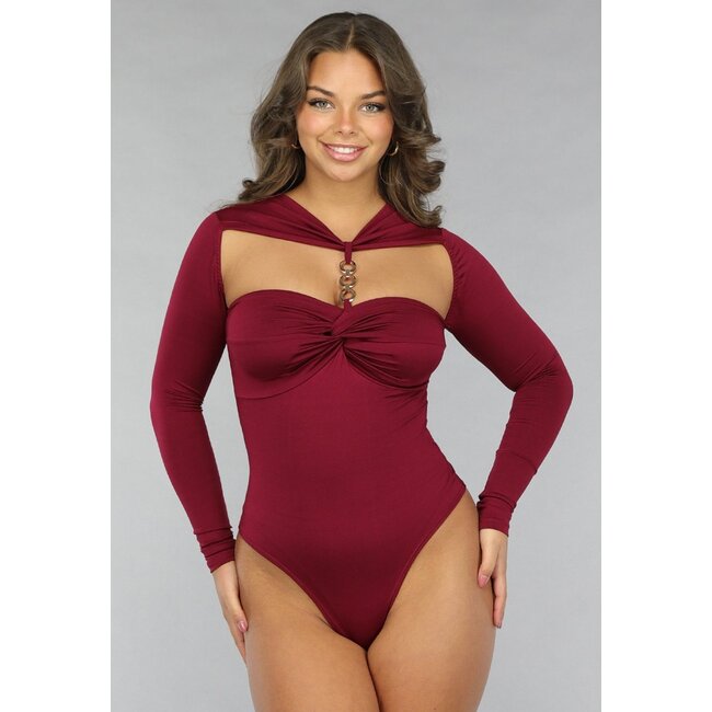 Burgunderroter Bodysuit mit Twist-Detail