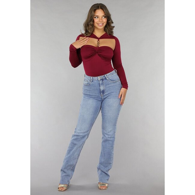 Burgunderroter Bodysuit mit Twist-Detail