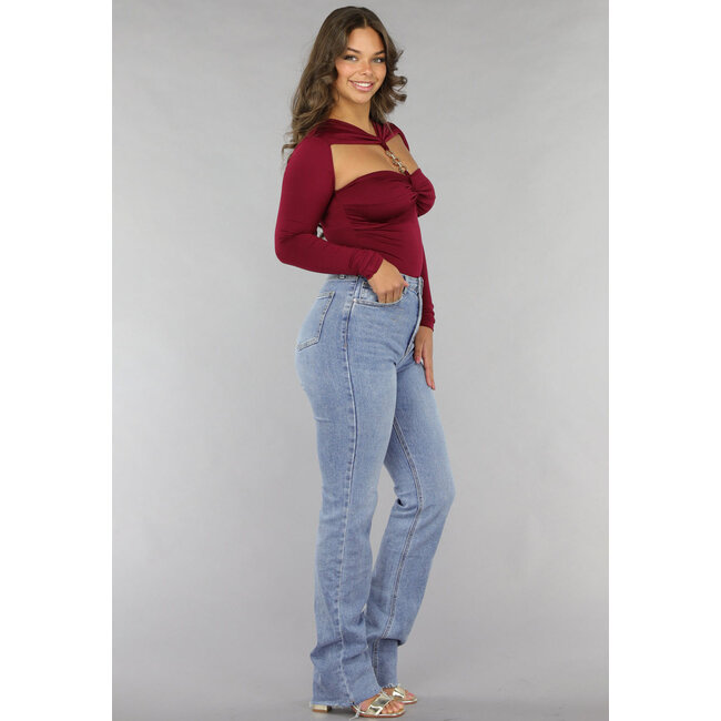 Burgunderroter Bodysuit mit Twist-Detail