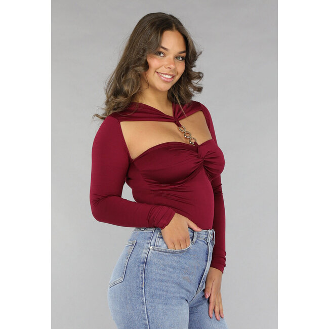 Burgunderroter Bodysuit mit Twist-Detail