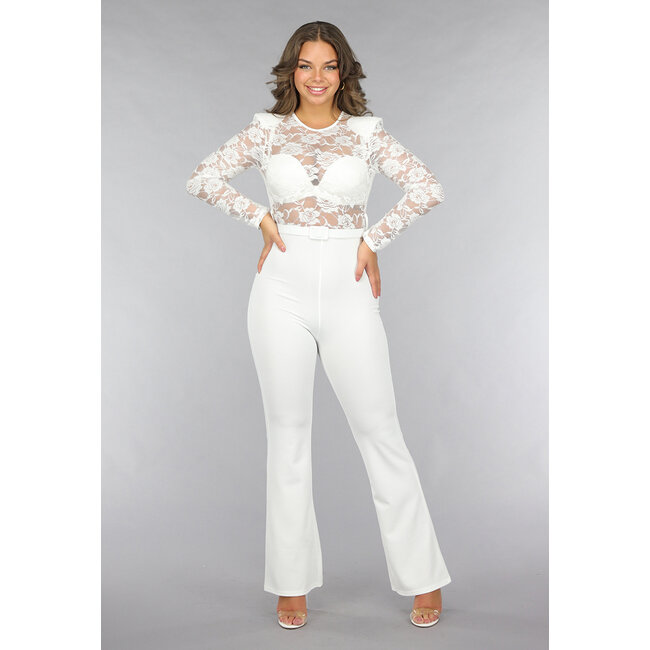 Stretch-Overall mit Spitze und Gürtel