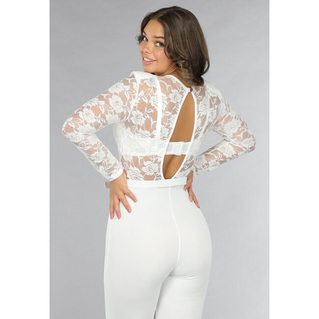 Stretch-Overall mit Spitze und Gürtel