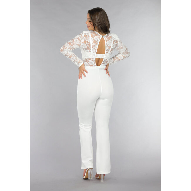 Stretch-Overall mit Spitze und Gürtel