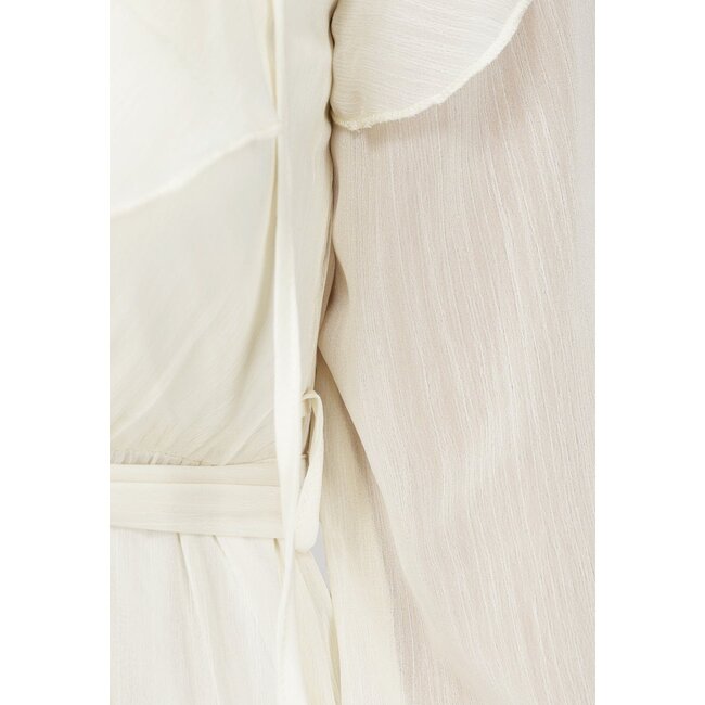Maxikleid mit Rüschen in Ecru