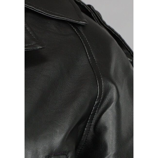 Schwarze Vegane Lederjacke mit Schnallendetails