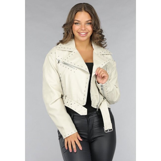 Vegane Lederjacke mit Nieten