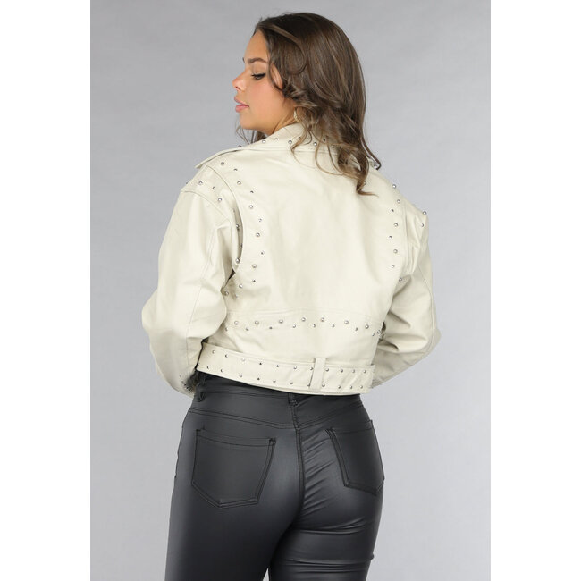 Vegane Lederjacke mit Nieten