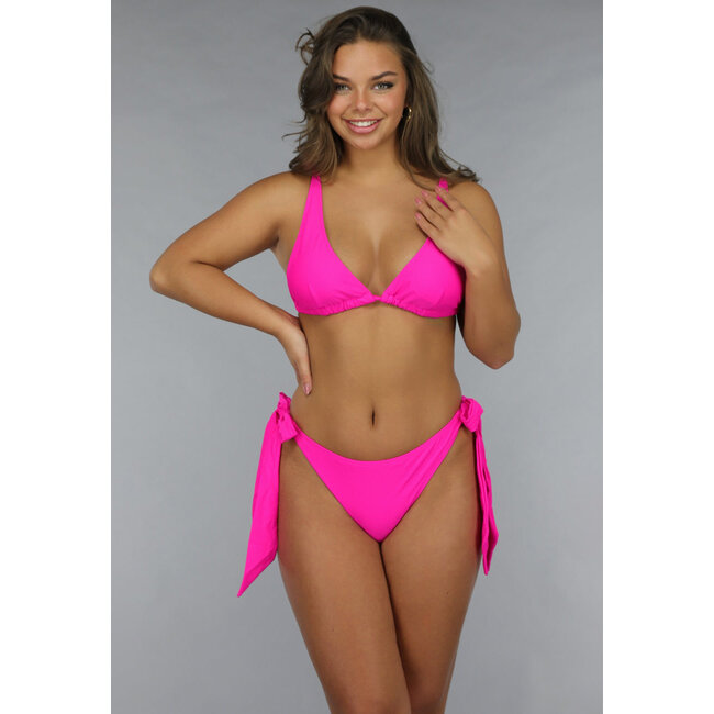 Hellrosa Triangel-Bikinioberteil mit verstellbaren Trägern