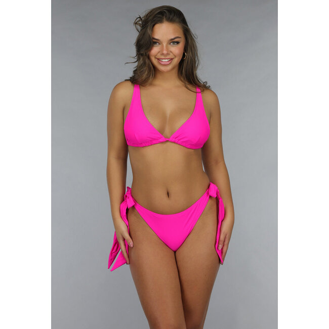 Hellrosa Triangel-Bikinioberteil mit verstellbaren Trägern