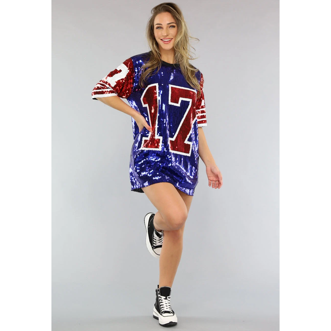 Fußball-Jerseykleid mit Pailletten im sportlichen Look