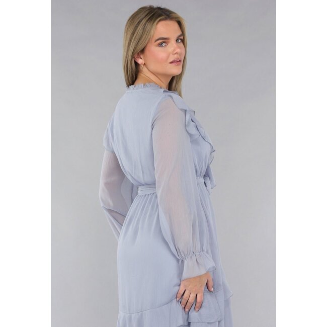 Maxikleid in Blau mit Rüschen