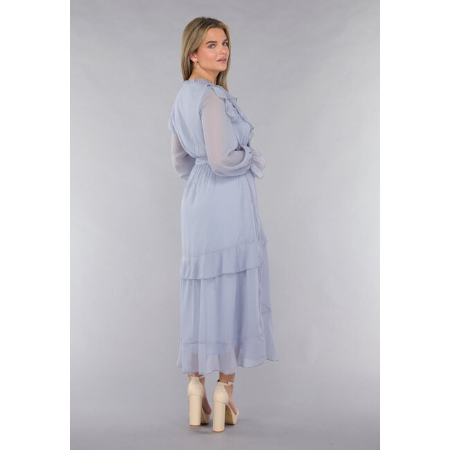 Maxikleid in Blau mit Rüschen