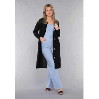 Schwarzer Oversized-Strickcardigan mit großen Knöpfen