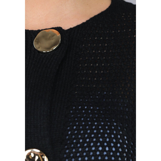 Schwarzer Oversized-Strickcardigan mit großen Knöpfen
