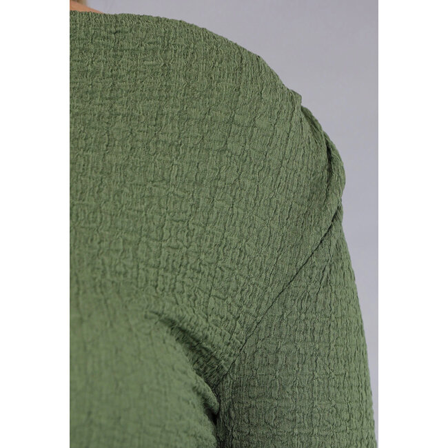 Khaki Twin Set aus gesmoktem Stoff