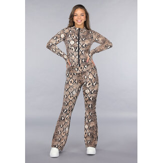 Snake Print Stretch Set mit Weste und ausgestellter Hose