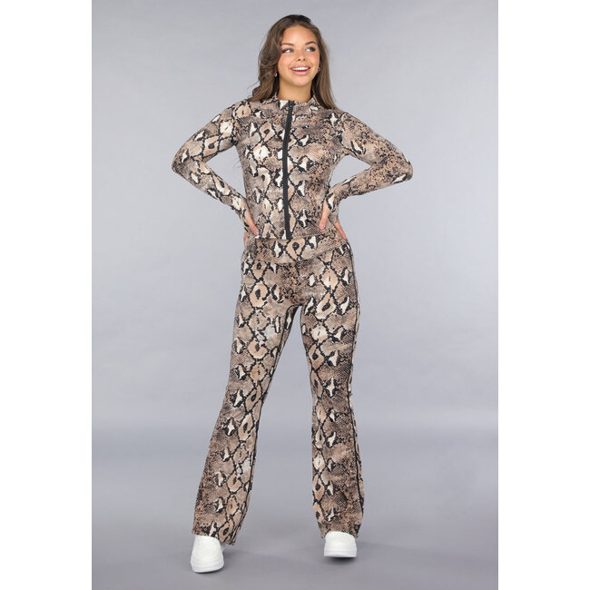 Snake Print Stretch Set mit Weste und Flair-Hose