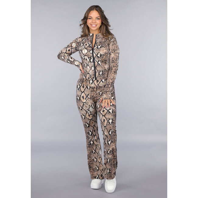 Snake Print Stretch Set mit Weste und Flair-Hose