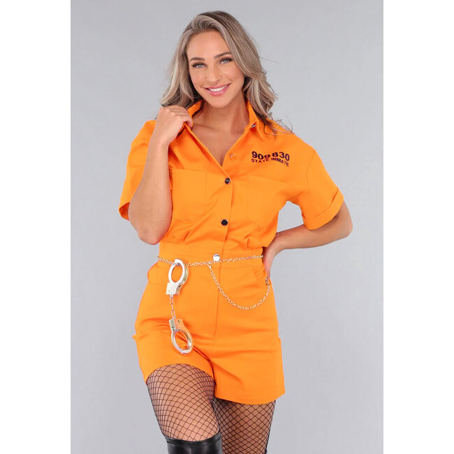 Orange Thug Playsuit mit Handschellen