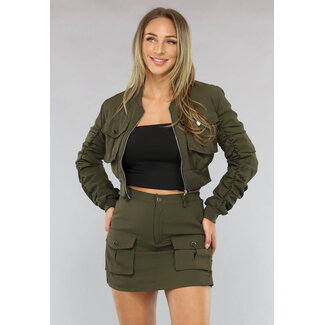 2-teiliges Khaki-Set mit Cargo-Taschen