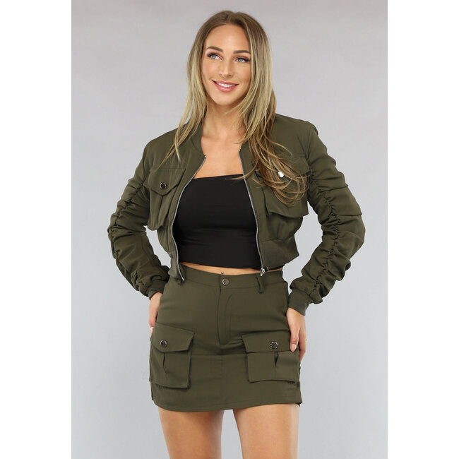 2-teiliges Khaki-Set mit Cargo-Taschen