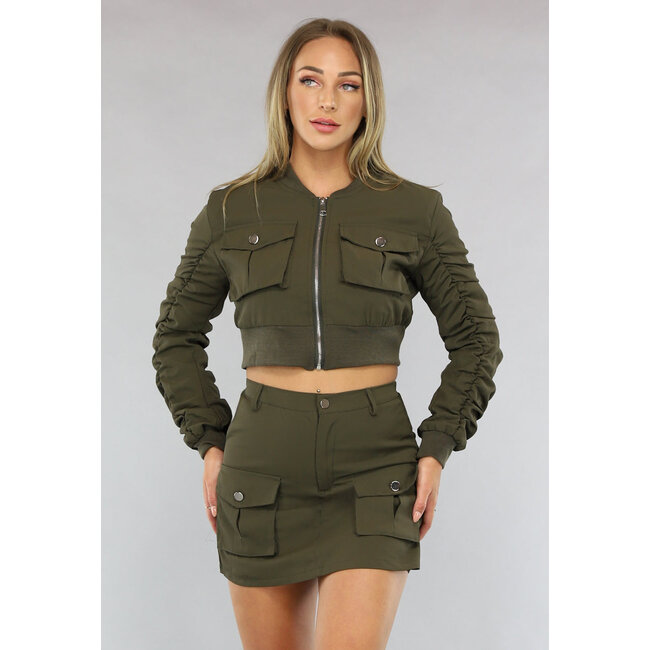 2-teiliges Khaki-Set mit Cargo-Taschen