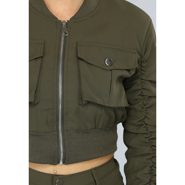 2-teiliges Khaki-Set mit Cargo-Taschen