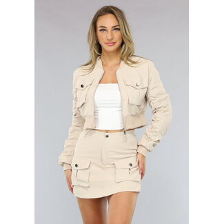 Beige Bomber Zweiteiler mit Skort