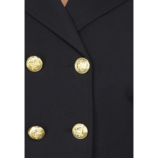 Schwarzer Blazer und Skort Zweiteiler mit goldenen Marineknöpfen