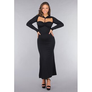 Schwarzes Kleid mit Pads und Twist-Detail