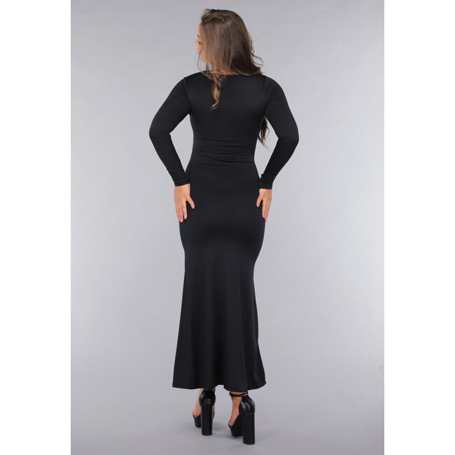 Schwarzes Kleid mit Pads und Twist-Detail