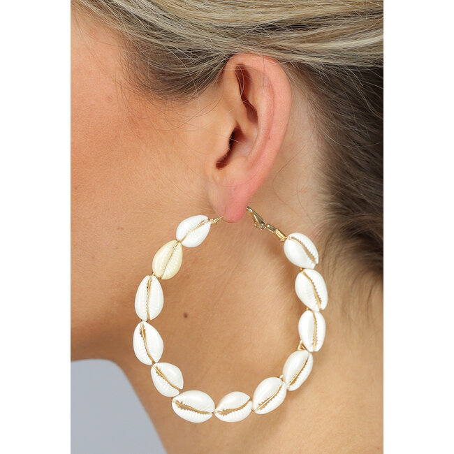 Goldohrringe mit Kaurimuscheln