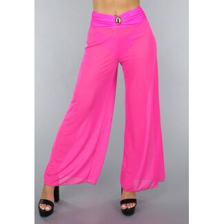 Neonrosa Hose mit weitem Bein zum Überziehen