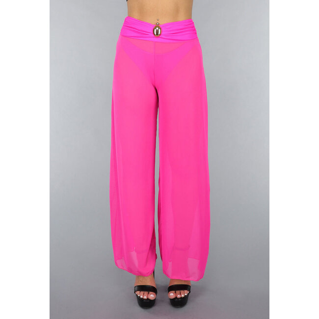 Neonrosa Hose mit weitem Bein zum Überziehen