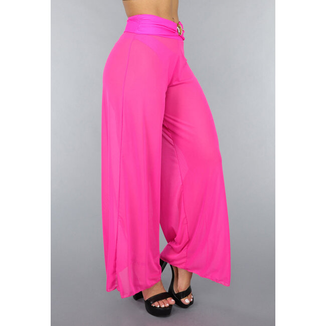 Neonrosa Hose mit weitem Bein zum Überziehen