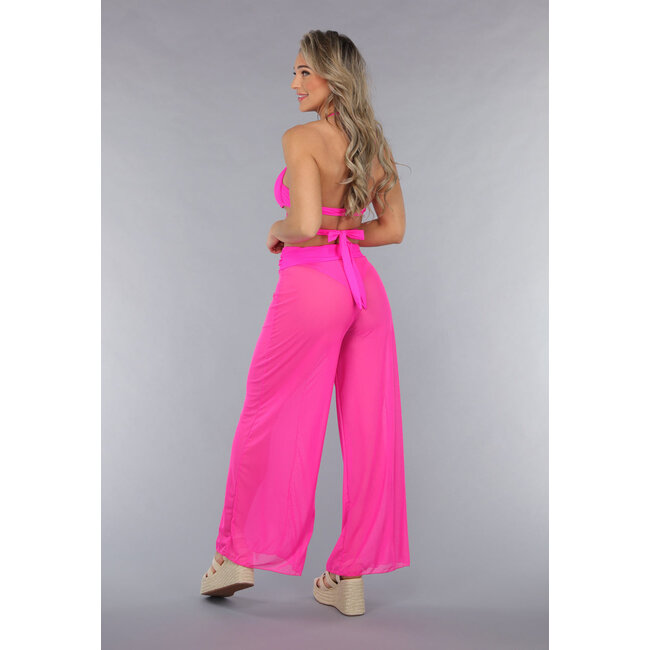 Neonrosa Hose mit weitem Bein zum Überziehen