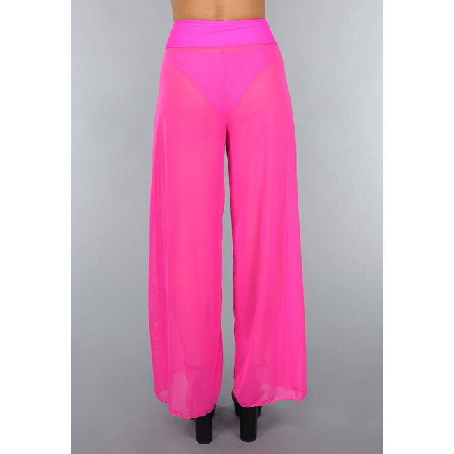 Neonrosa Hose mit weitem Bein zum Überziehen