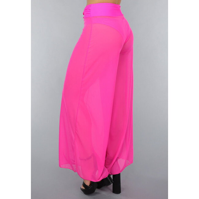 Neonrosa Hose mit weitem Bein zum Überziehen