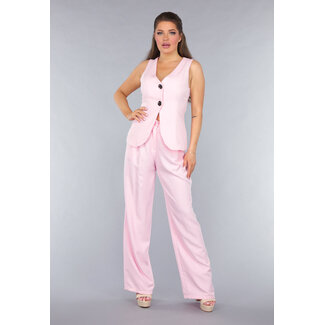Hellrosa Weste Co Ord Set mit Hose