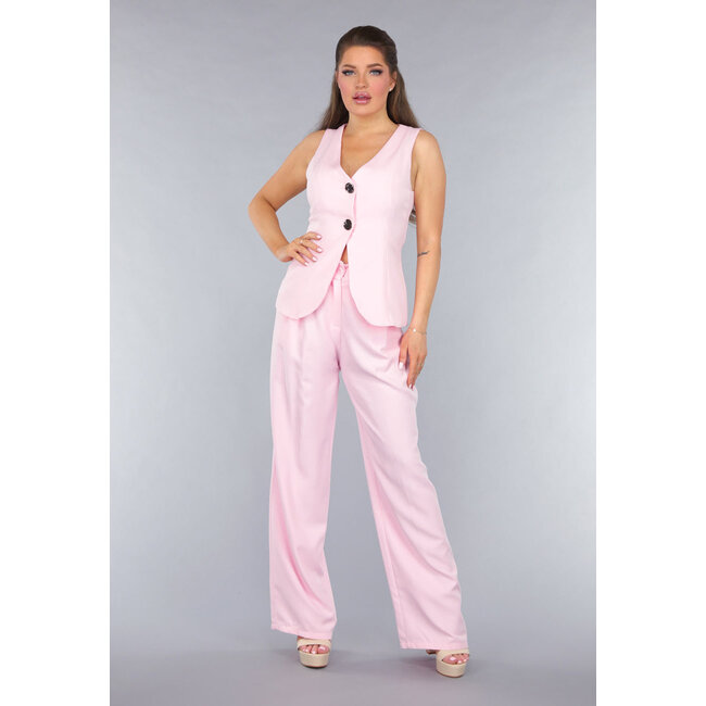 Hellrosa Weste Co Ord Set mit Hose