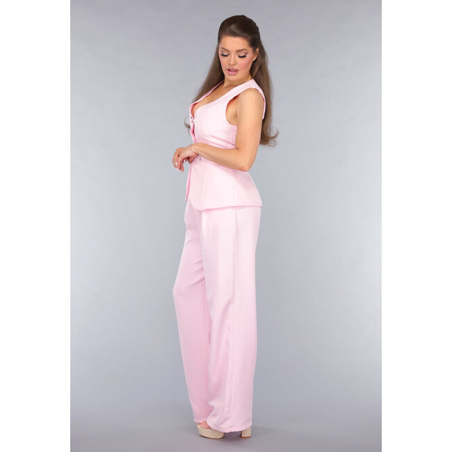 Hellrosa Weste Co Ord Set mit Hose