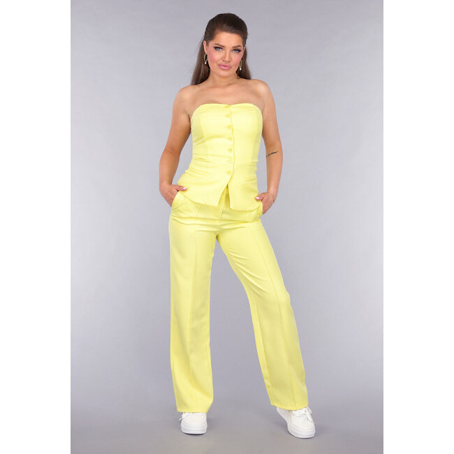 Gelbes Set mit trägerlosem Oberteil und Pantaloons