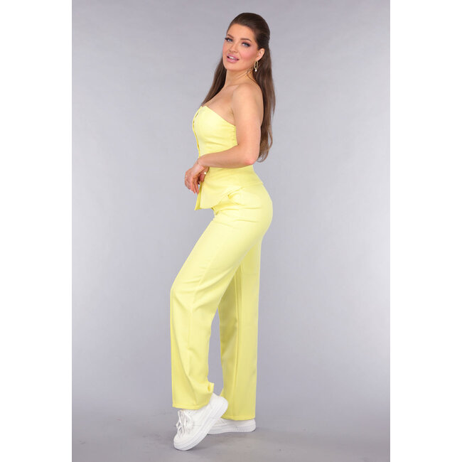 Gelbes Set mit trägerlosem Oberteil und Pantaloons