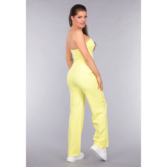 Gelbes Set mit trägerlosem Oberteil und Pantaloons