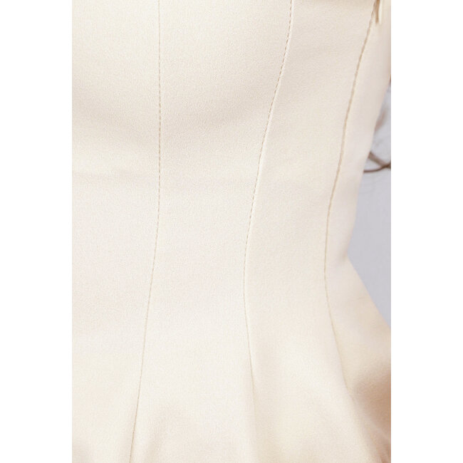 Peplum Stretch Top in Beige mit Reißverschluss