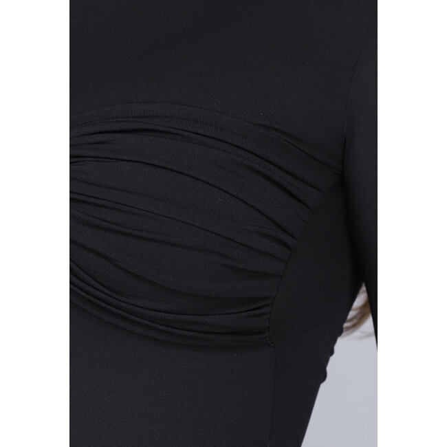 Schwarzes langärmeliges Twist-Stretch-Top