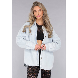 Redial Jeans Hellblaue Denim-Bluse mit Knopfverschluss