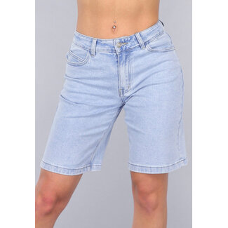 Blaue Denim-Bermudashorts mit Stretch