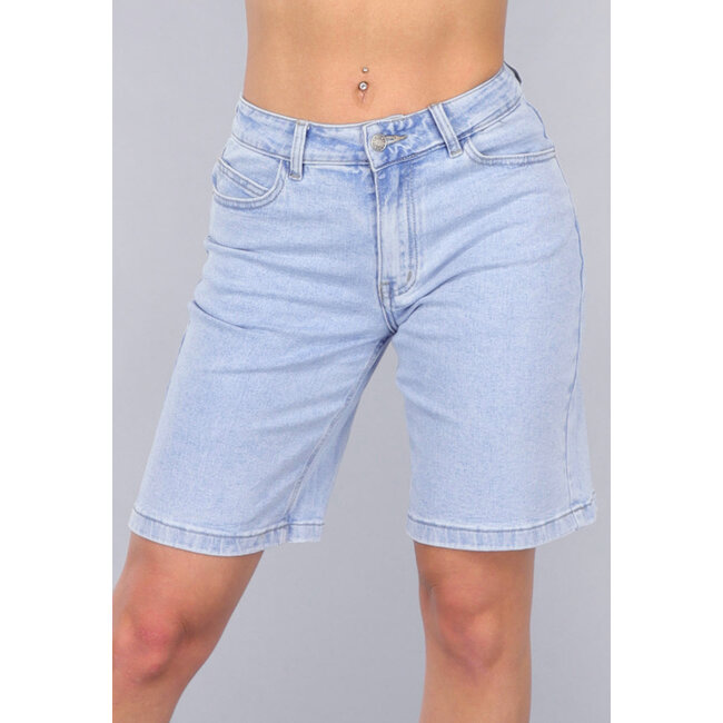 Blaue Denim-Bermudashorts mit Stretch