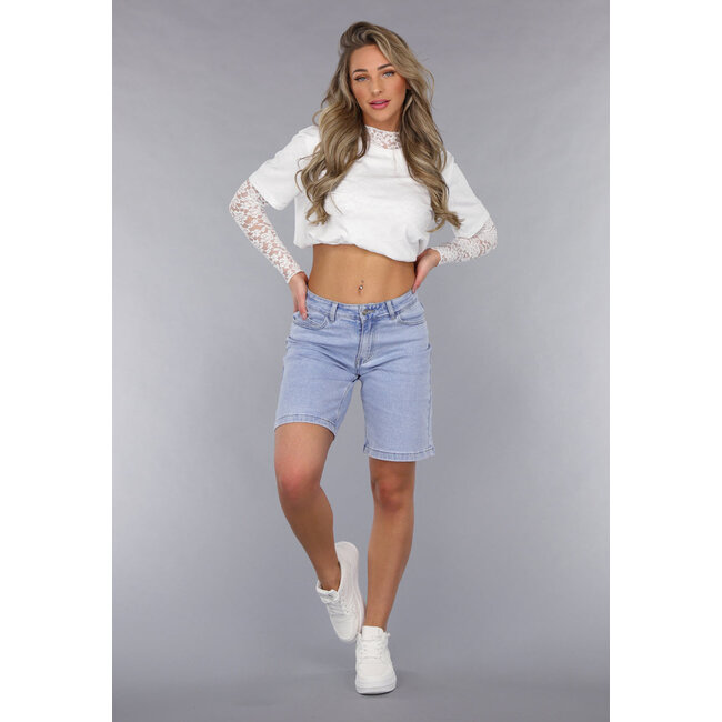 Blaue Denim-Bermudashorts mit Stretch